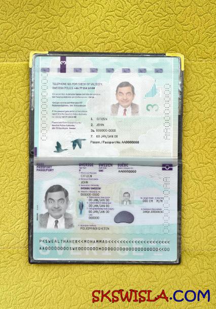 Szwecja paszport nowy 2022-obecnie fotowygląd, skan i fotorealistyczny snapshot, 2 w 1